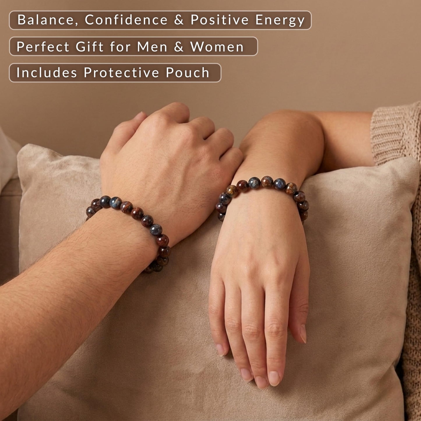 Cherry Tree Collection Pietersite Beaded Bracelet – Genuine 8mm Gemstone Stretch Bracelet for Men & Women – Handmade Crystal Bracelet - (Pietersite - M)