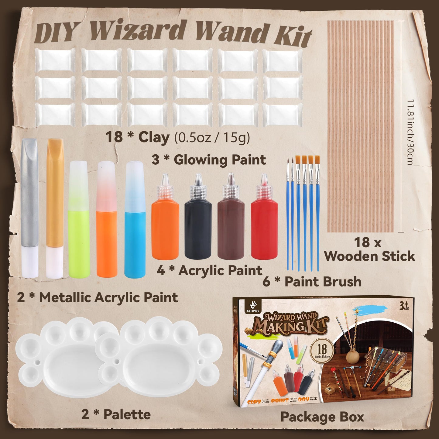 ColoPlay 53 PCS Wizard Magic Wand Making Kit DIY Crafts for Kids Adult Wizard Wand Birthday Party, Christmas, Halloween Party Favors