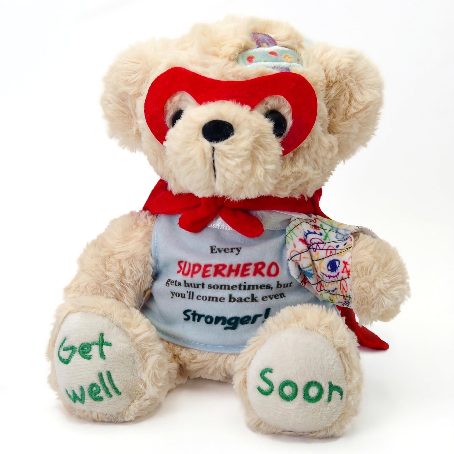 SHSEEN Broken Arm Gifts for Kids, Superhero Get Well Soon Bear with Switchable Cast (Fits Left or Right Arm), 8 Inch Stuffed Animal for Surgery Recovery, Broken Wrist, Tonsillectomy, Brave Boys & Girl