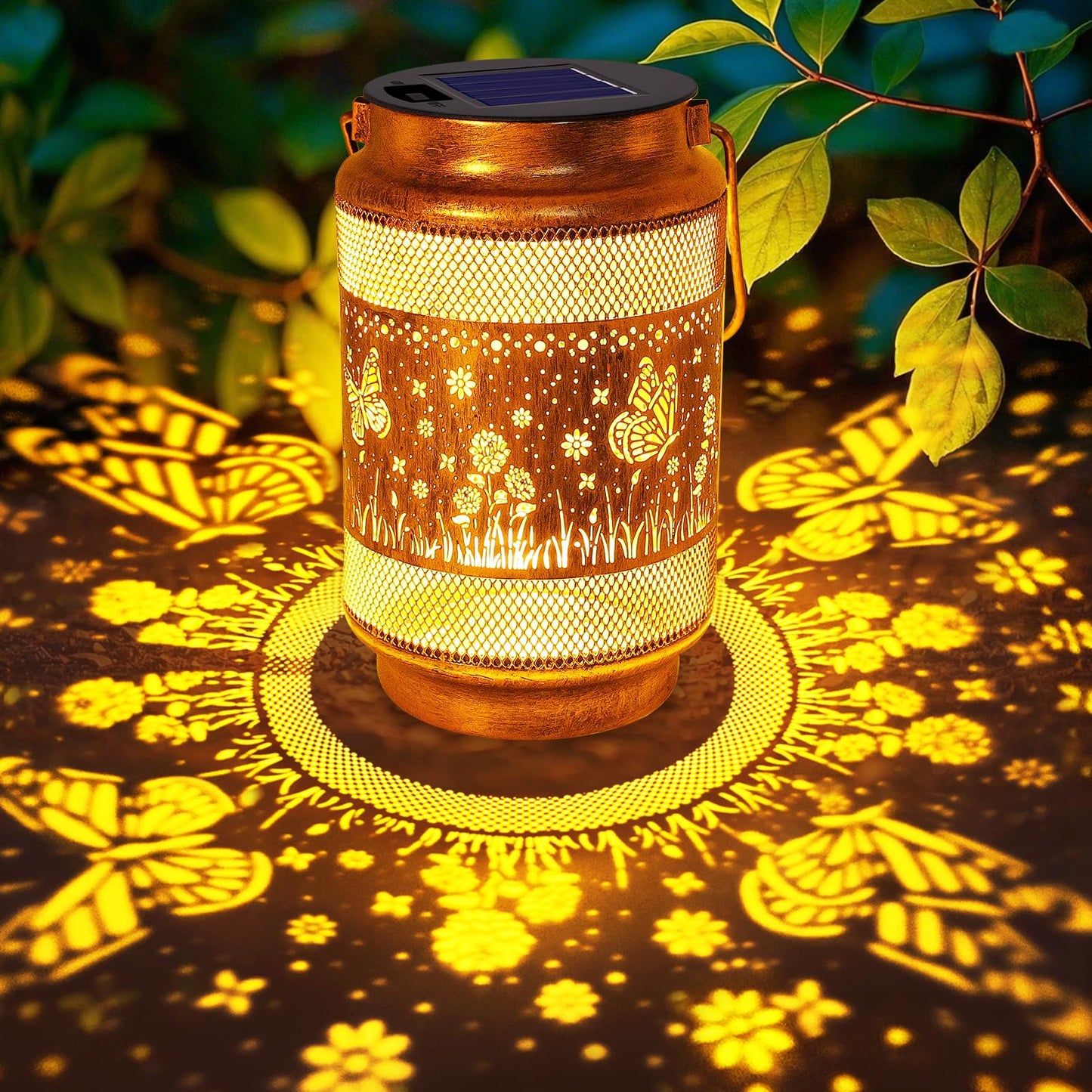 2 Pack Butterfly Solar Lanterns Outdoor Waterproof Garden Decor, Gifts for Mothers Day Women Mom Grandma Birthday, Metal Hanging Solar Lights for Outside Yard Patio Pathway Backyard Porch