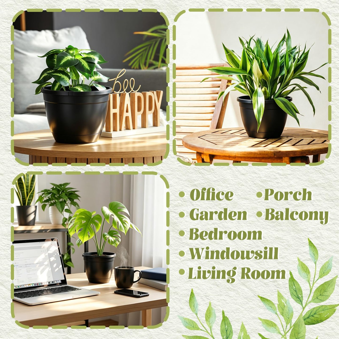 Roshtia 50 Pcs 6.3 Inch Plastic Hanging Pots for Plants Bulk with Hooks Hanging Basket Planters Pots Drainage Tray Nursery Planter Holder for Outdoor Indoor Plants Flowers Garden Balcony Porch Black