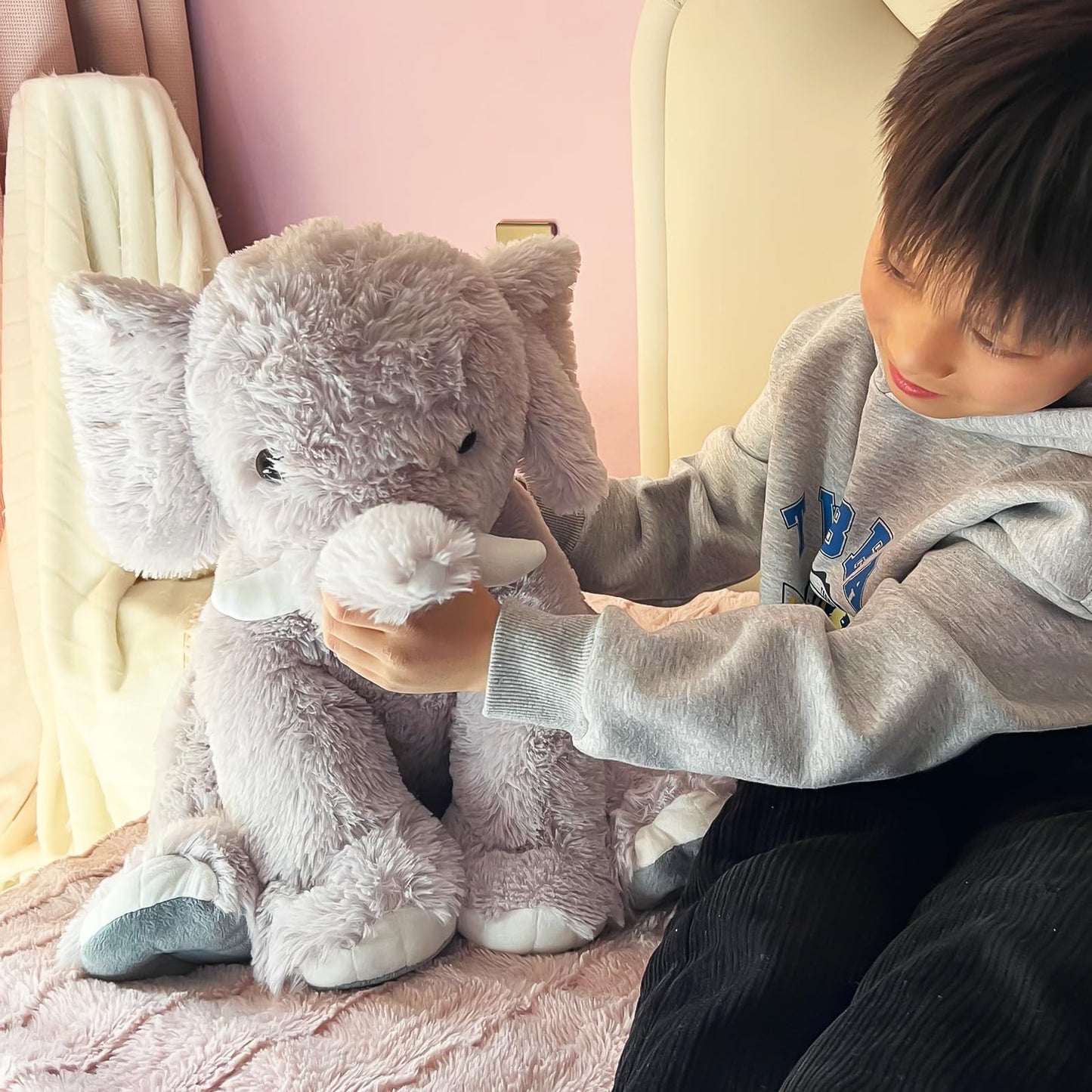 UBABER 19.2 Inch Large Elephant Stuffed Animals,Clever Elephant Plush Toy for Kids, for Girls and Women,Super Soft Room Decoration(Gray).