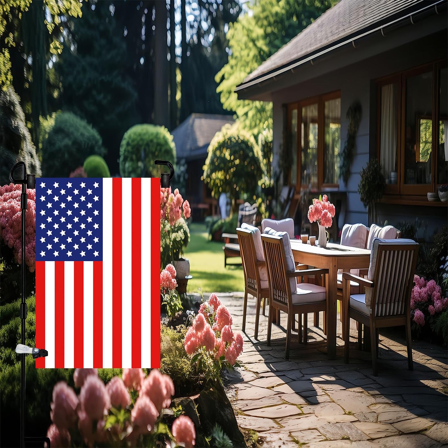 Garden Flag Pole Stand Holder,Akeydeco 10 Pack Garden Flags for Outside with Flag Stopper and Clip Waterproof Powder-Coated Paint for Flag Pole Holder for Outside House,Yard Flags for Outside