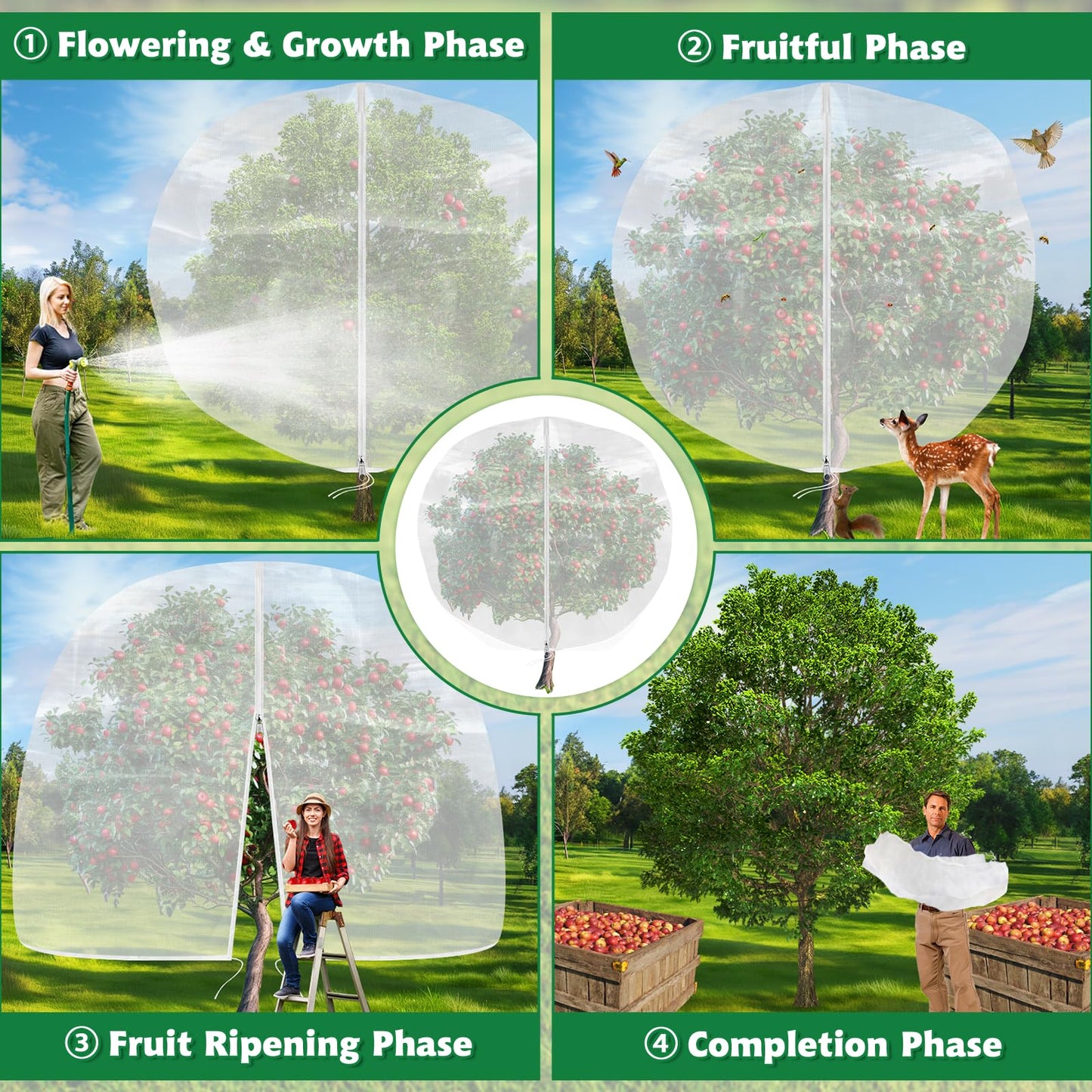 Evoio Bird Netting for Garden Plant Fruit Tree Protection 8 x 10 ft Large Blueberry Bushes Netting Covers Bags with Zipper, Shrubs Bush Tomato Strawberry Berry Barrier Mesh Cover Net Protector