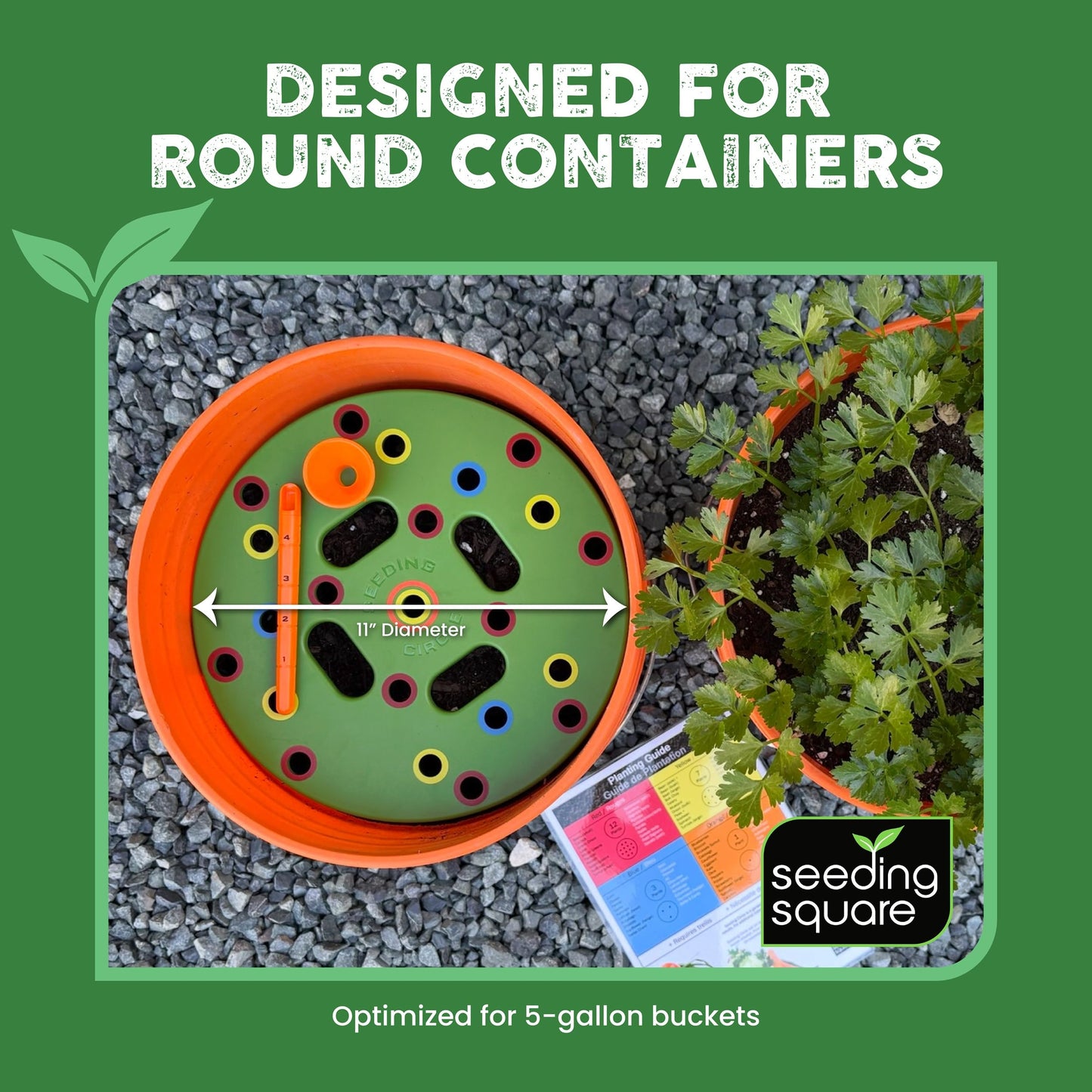 Black Harvest Apron + Seeding Circle + Pokey Planter Bundle – Garden Apron with Seed Spacing Template & Dibber Tool for Container Gardening
