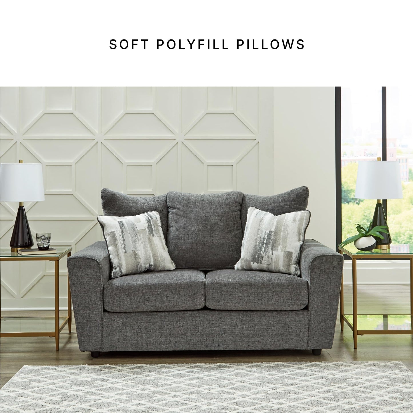 Signature Design by Ashley Stairatt Casual Loveseat with Flared Arms, Gray