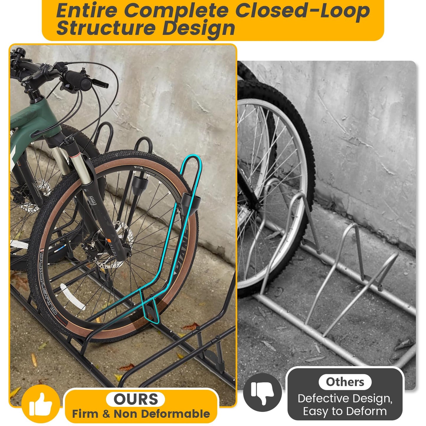 Kingarage 4 Floor Bike Rack, Safeguard Disc Brakes & Derailleurs Design, Waterproof Bicycle Stand Indoor/Outdoor/Garage Use, Fits 12"-29" Tires, Upgraded 0.63" Steel Tubes for Stability