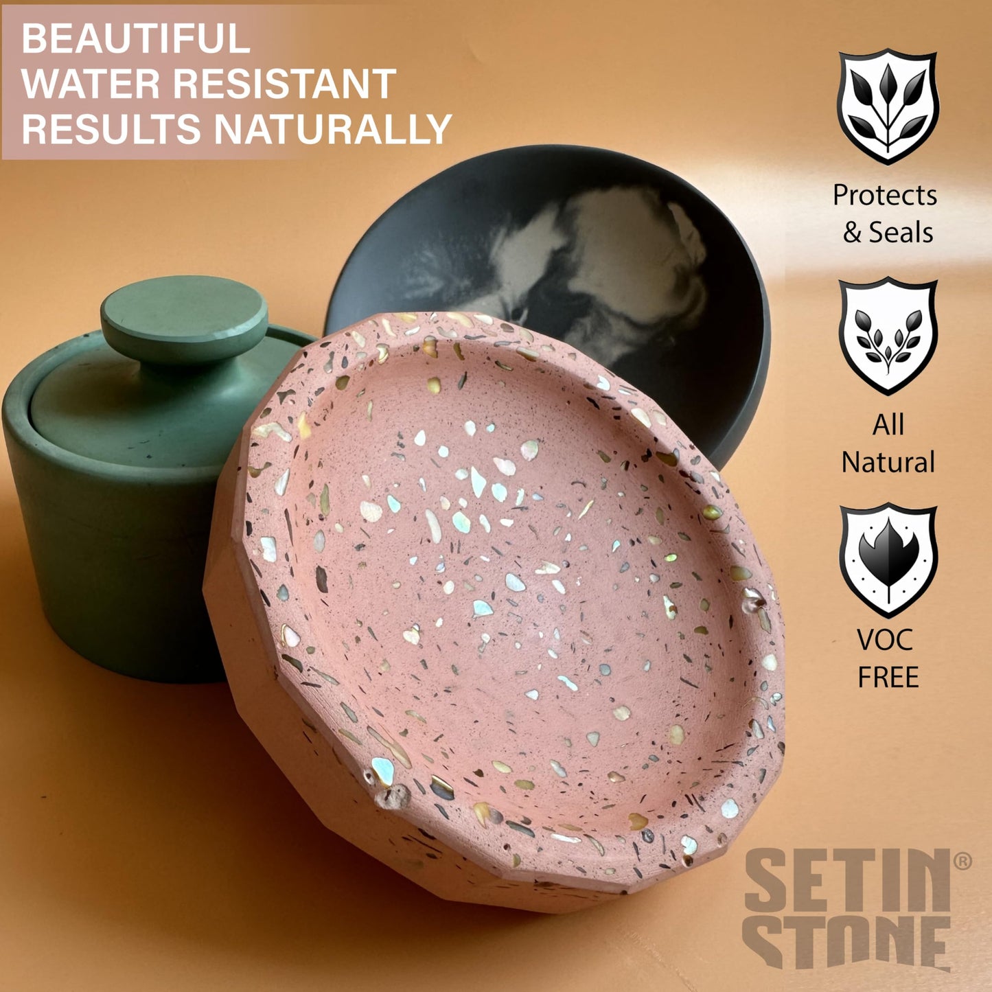 Natural Stone Wax Polish - Seal and Waterproof SETINSTONE, Concrete, Gypsum Crafts with Carnauba and Beeswax, for Eco Resin Casting Kits and Acrylic Resin Castings, Lemon Scent, 4oz