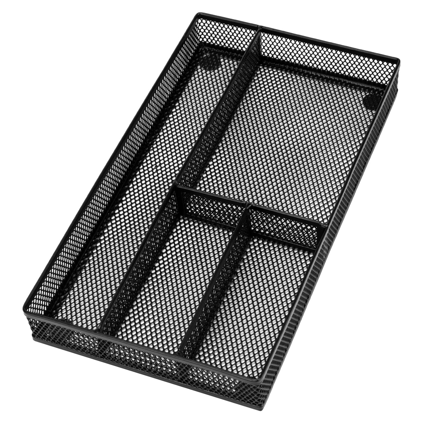 shenee Desk Drawer Organizer Tray,Drawer Organizer for Office and Home,Desk Organizer with Drawers,4 Compartments,Non-Slip Desk Organizers and Accessories for Stationery Makeup School (Black)