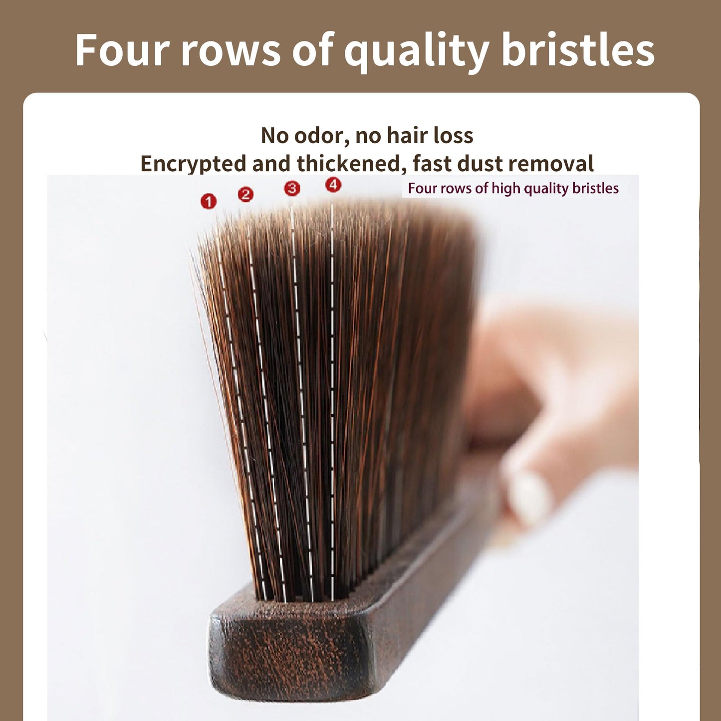 Hand Broom Brush, Dust Brush for Cleaning, Wood Block Hand Brush, Soft Bristle Cleaning Brush for Car Bed Furniture Clothes Garden Couch Draft (Curved Handle)