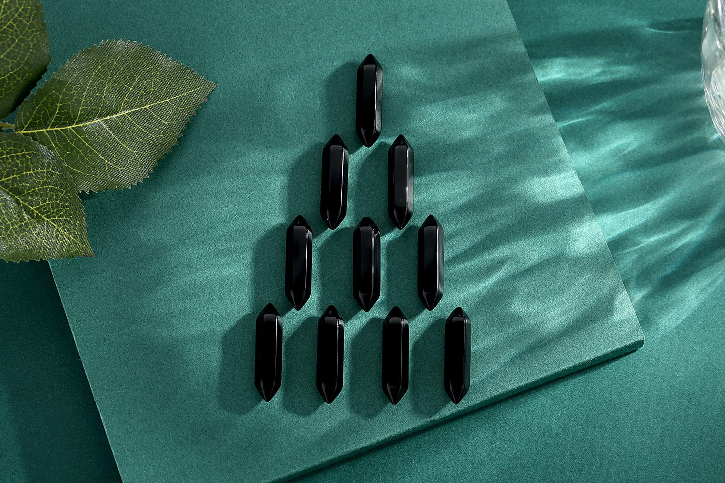 10 PCS Black Obsidian Healing Crystals Wands Polished Tumbled Stones Bulk Natural Hexagonal Pointed Stocking Stuffers Reiki Energy Balancing Meditation Therapy Chakra Wand Set