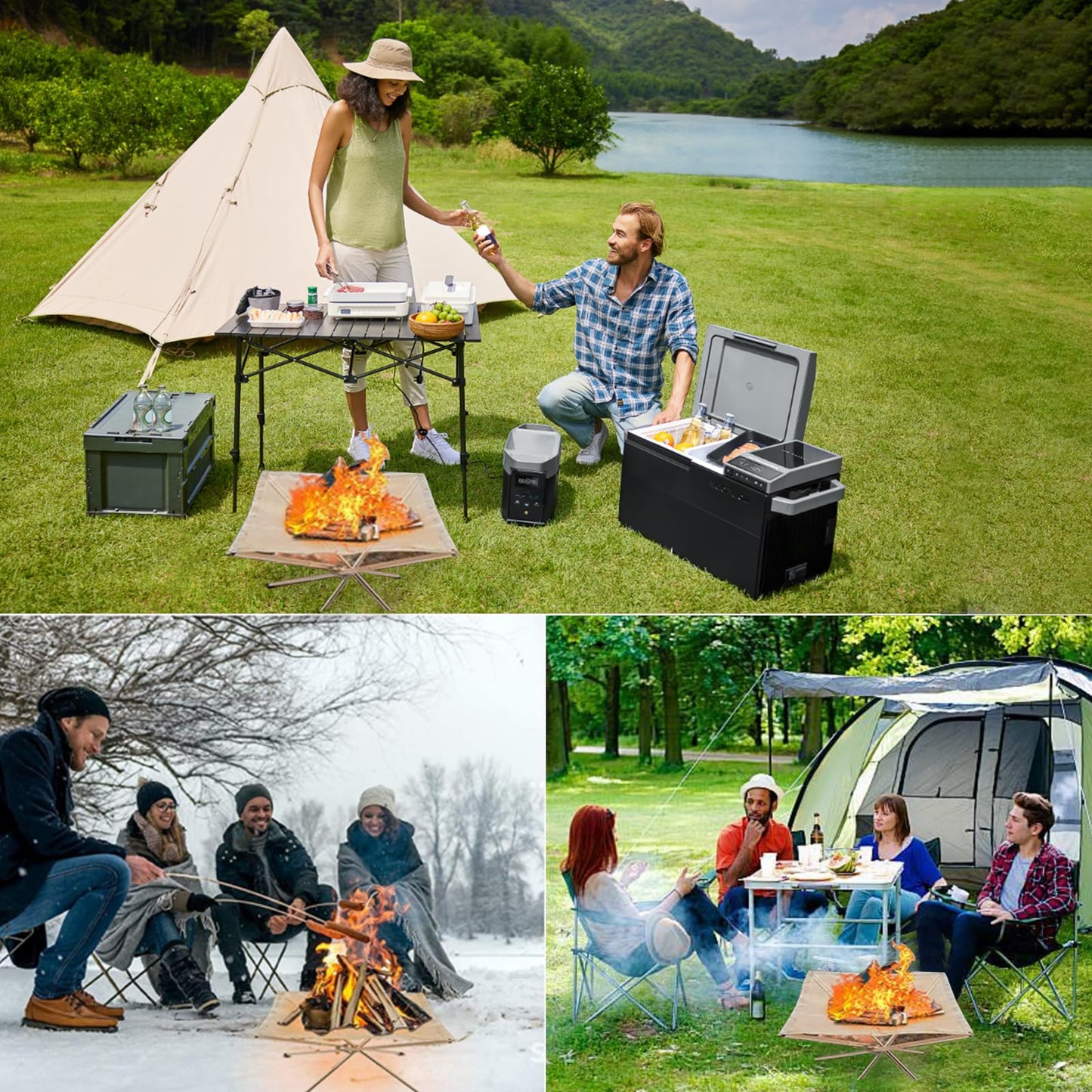 22″Portable Fire Pit for Camping,Large Upgrade Collapsing Stainless Steel Mesh Outdoor Fire Pits for BBQ Heating,Bonfire,Barbecue,Patio,Backyard,Garden(Carrying Bag Included)