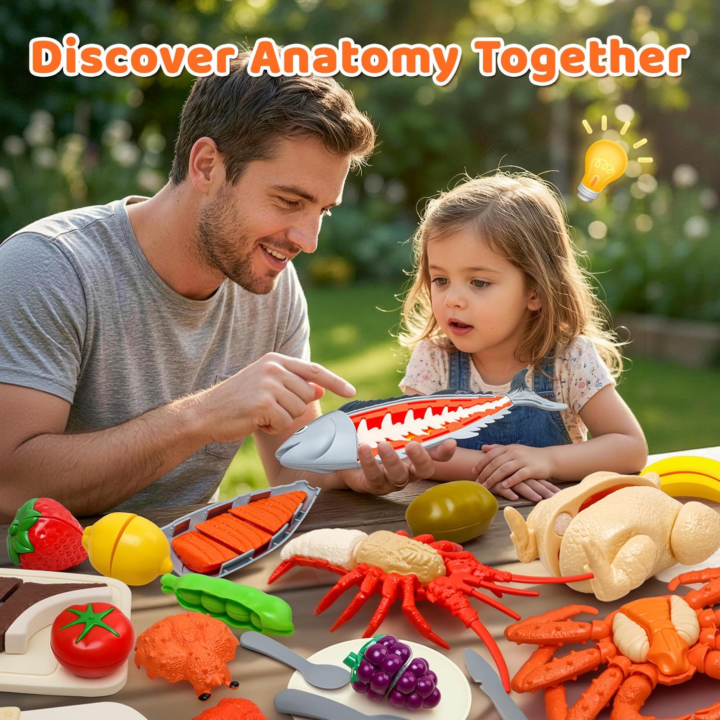 22pcs Play Seafood Cut Toys Set for Kids Play Kitchen, Montessori Toddler Kitchen Playset with Toy Food & Fake Fruit, Kitchen Set for Kids & Toddler Cutting Set, Kitchen Toys for Boys Girls Ages 3 4 5