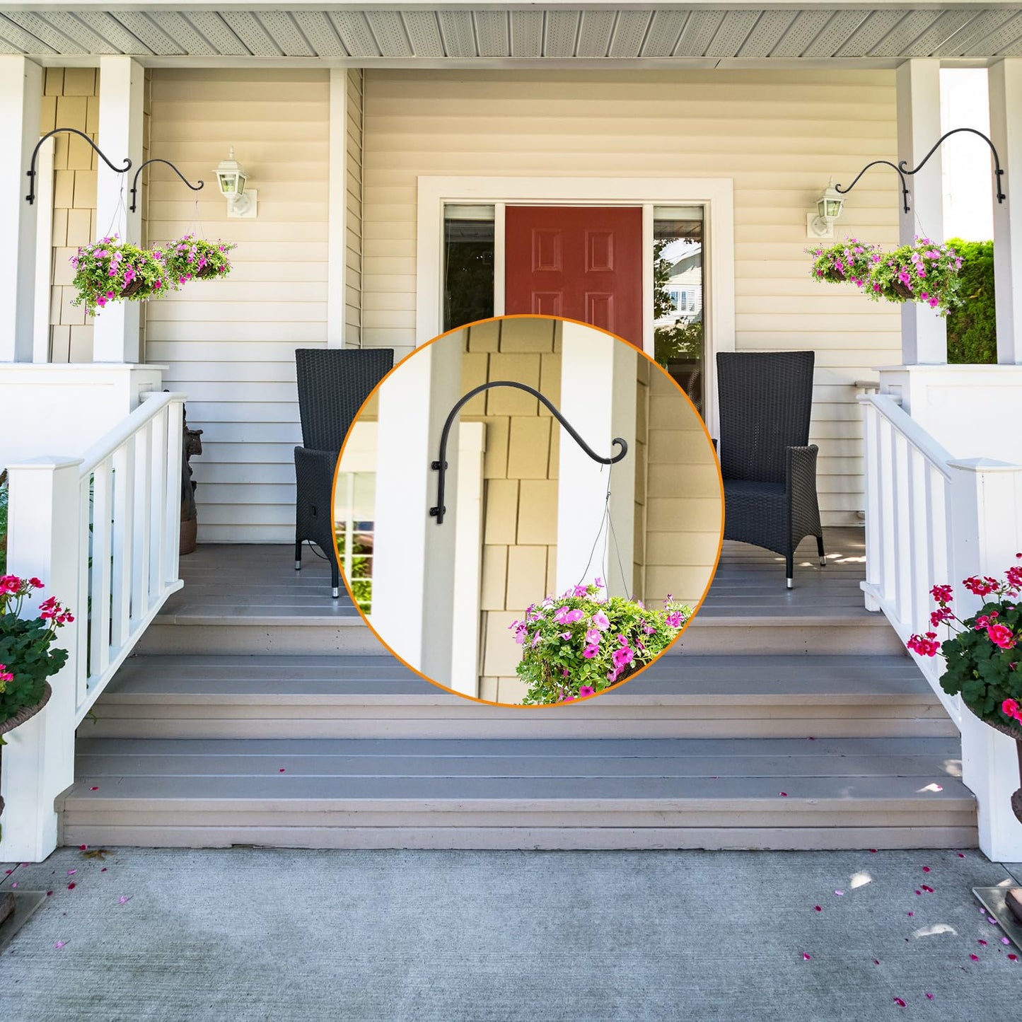 2 Pack Plant Hangers Outdoor, 16 Inch Hanging Basket for Plants Outdoor Brackets, Heavy Duty Plant Hanger Bracket with 80lbs Weight Capacity for Hanging Baskets,Bird Feeders,Lanterns and Wind Chimes