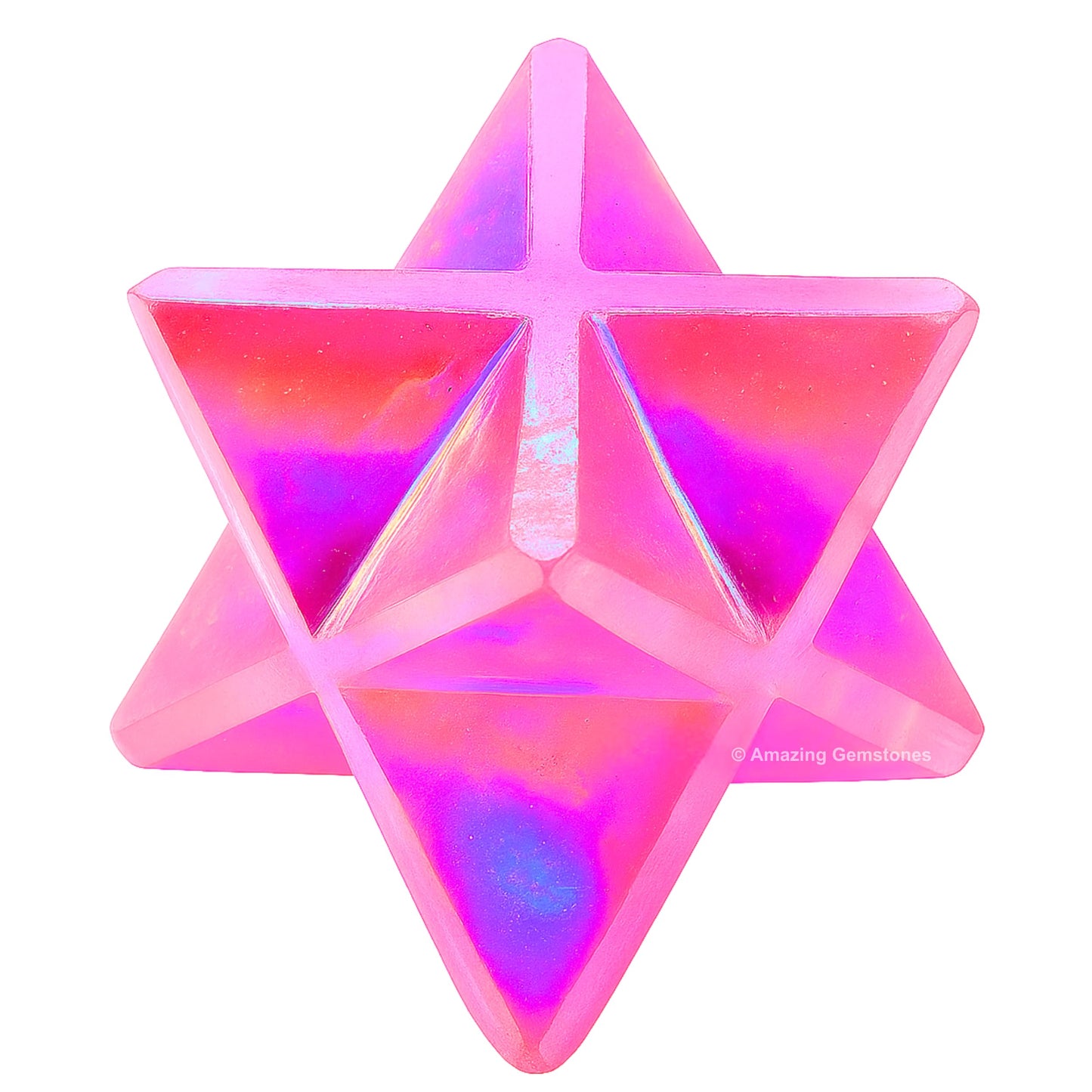 Amazing Gemstone Angel Aura Rose Quartz Merkaba Crystal - 1 Inches Metaphysical Merkaba Star for Meditation - Energetic Tetrahedron Crystal & Healing Stones for Spiritual Growth and Healing (20-25mm)