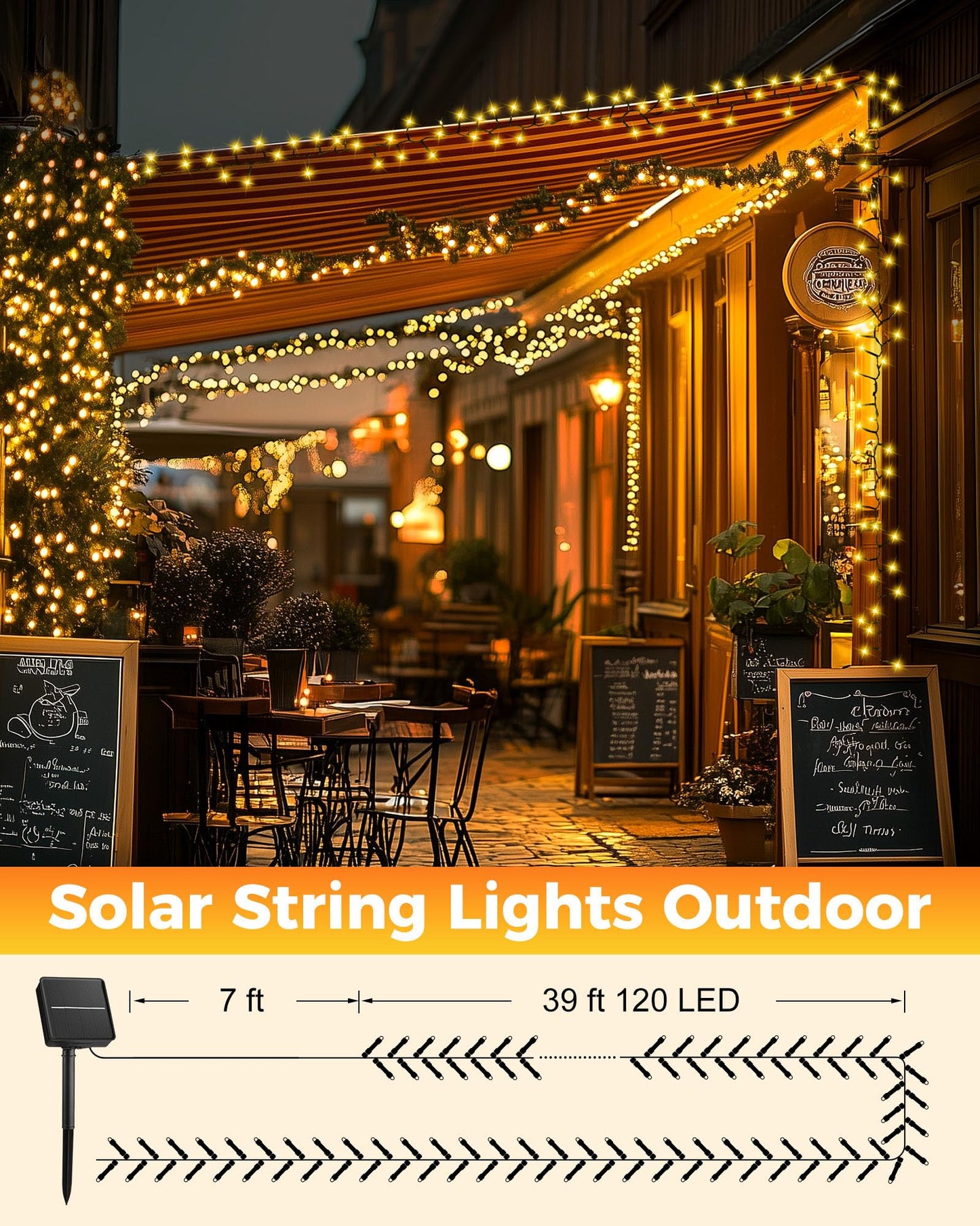 Brightown 2 Pack Solar String Lights Outdoor Waterproof, 92Ft 240 LED Solar Lights Outdoor with 8 Modes, Outdoor Light Solar Powered for Patio Yard Tree Garden Party Decorations, Warm White
