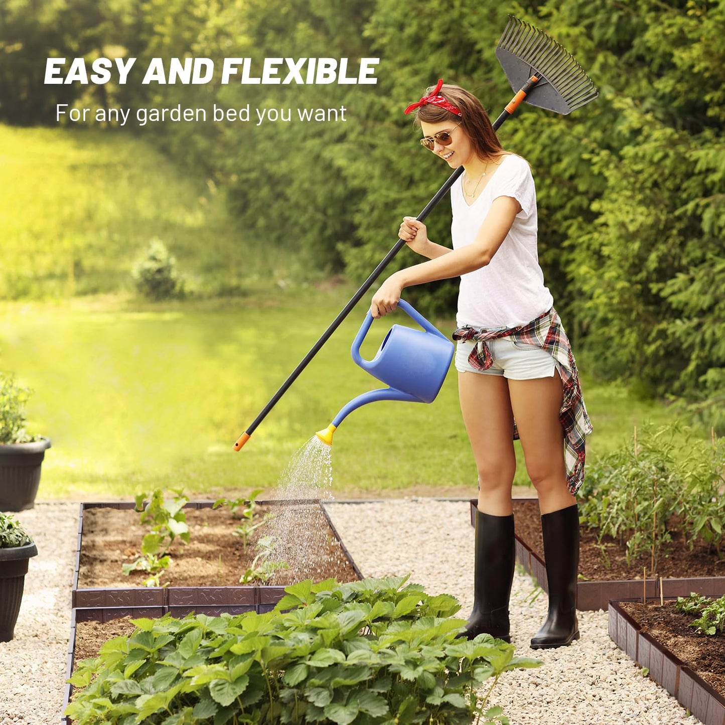 Audemar Metal Lawn Edging in 20ft(6M) Length Flexible Steel Modular Edging Garden Border 4in*1ft(10cmx30cm) Versatile Weatherproof Easy Install for Landscaping,FlowerBeds,Lawn,Patio,Pavement,Edge
