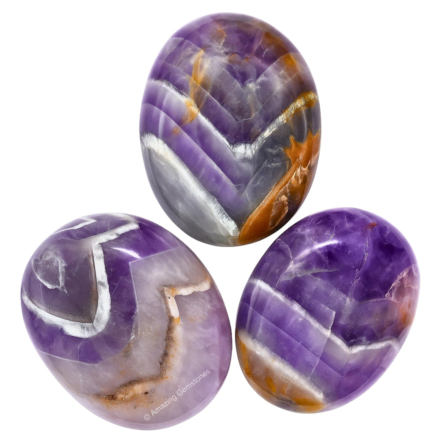 Amazing Gemstone Amethyst Chevron Crystals and Healing Stones - Large Palm Stone Crystals Piedra - Crystal for Good Luck, Positive Energy, Meditation - Unique Stocking Stuffers, Gifts for Women, Men