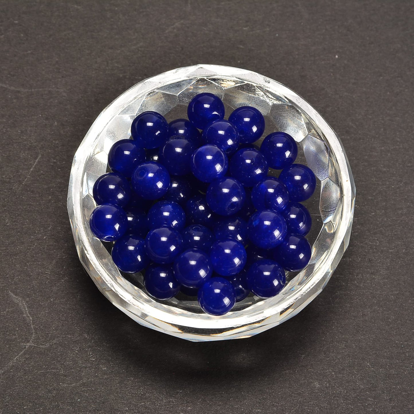 jodaying 10mm Sapphire Blue Dyed Jade Smooth Round Natural Gematone Loose Beads for Jewelry Making DIY Findings 1 Strand 15"