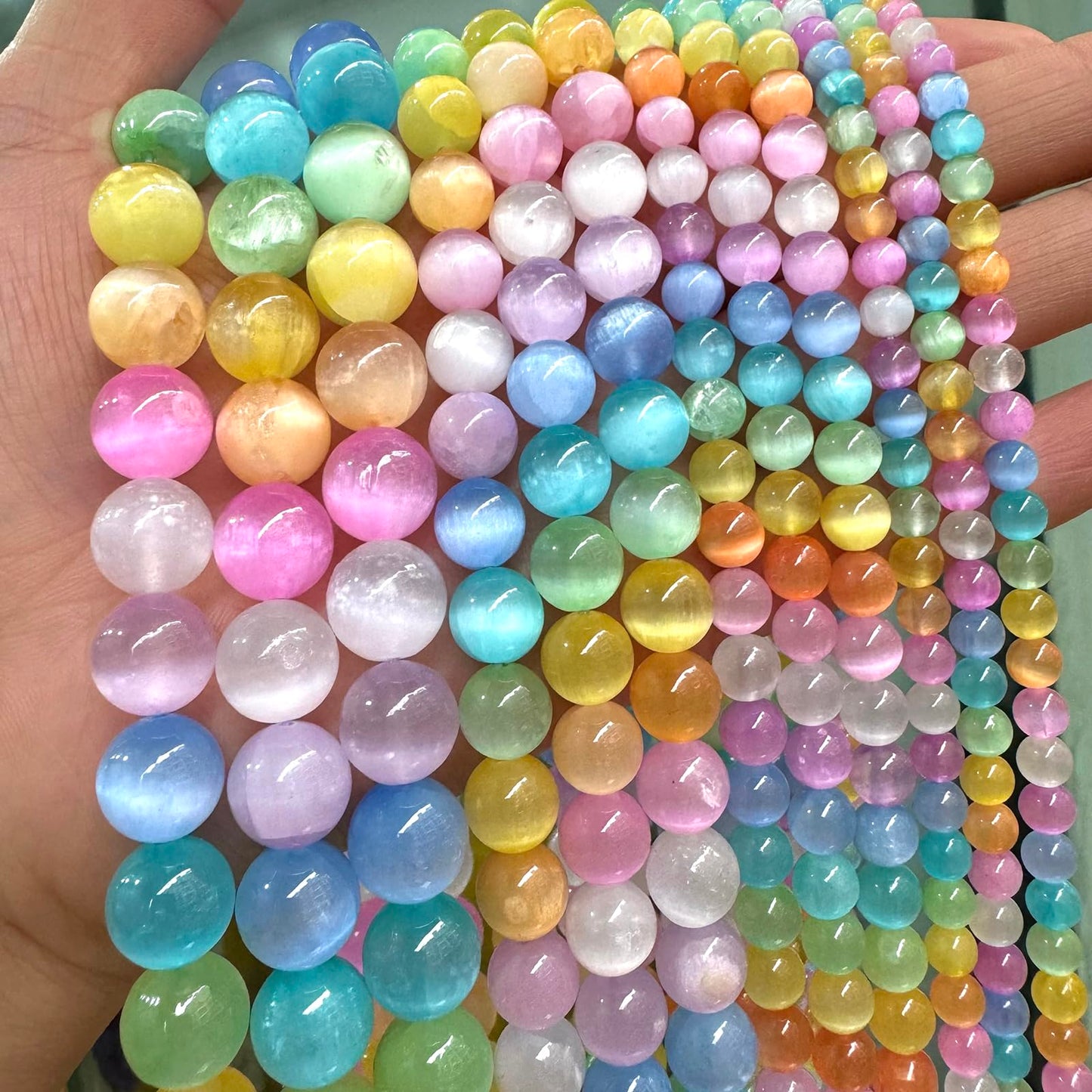 45PCS 8MM Natural Stone Colorful Selenite Gypsum Beads Round Loose Beads for Jewelry Making DIY Bracelet Necklace Accessories 15" Energy Healing Power Stone Beads