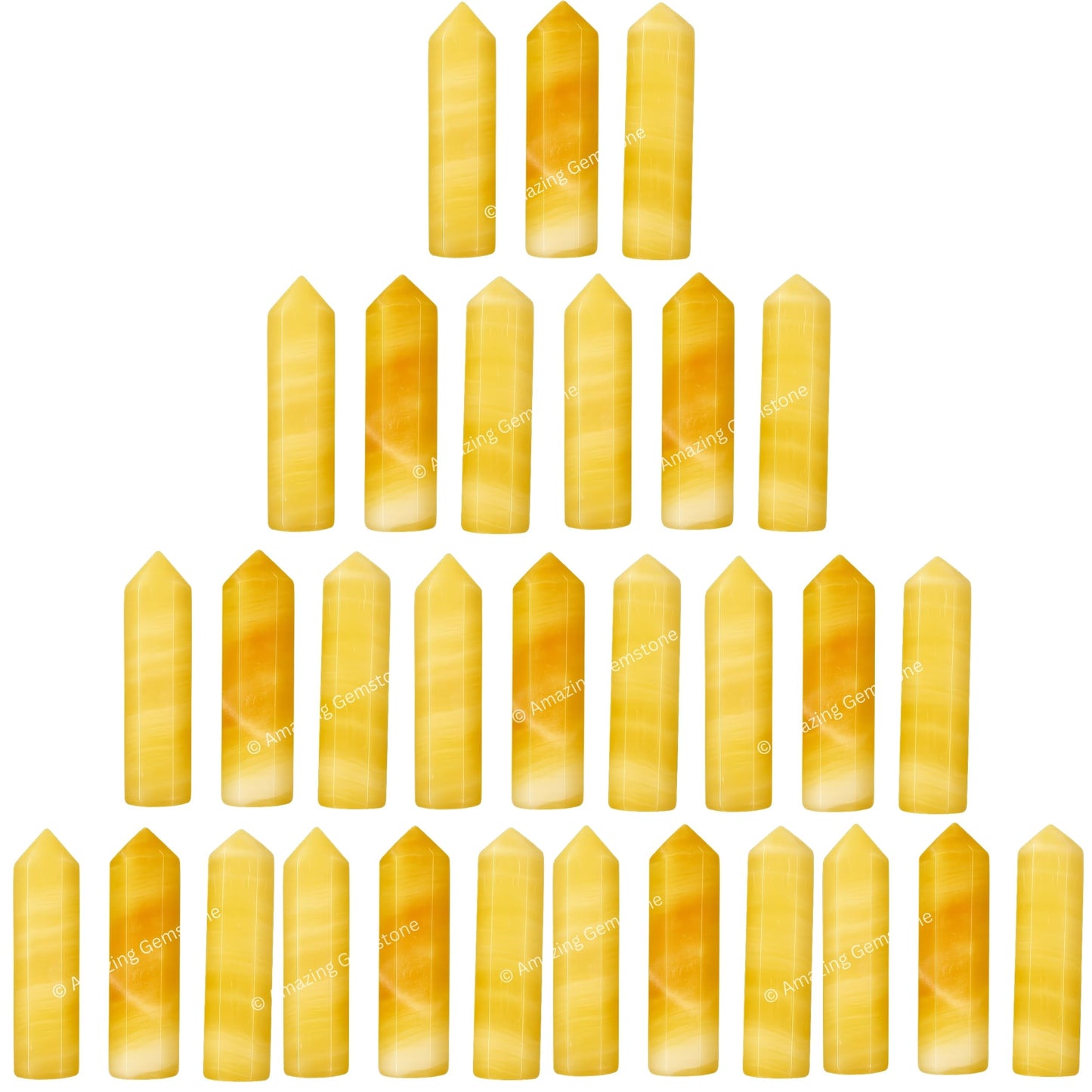 Amazing Gemstone Yellow Calcite Crystal Points Bulk Healing Crystals & Stones - Pack of 3 Single Terminated Healing Wand Point Bulk Crystals for Crafts, Crystal Grid, DIY Work - Premium Crystals