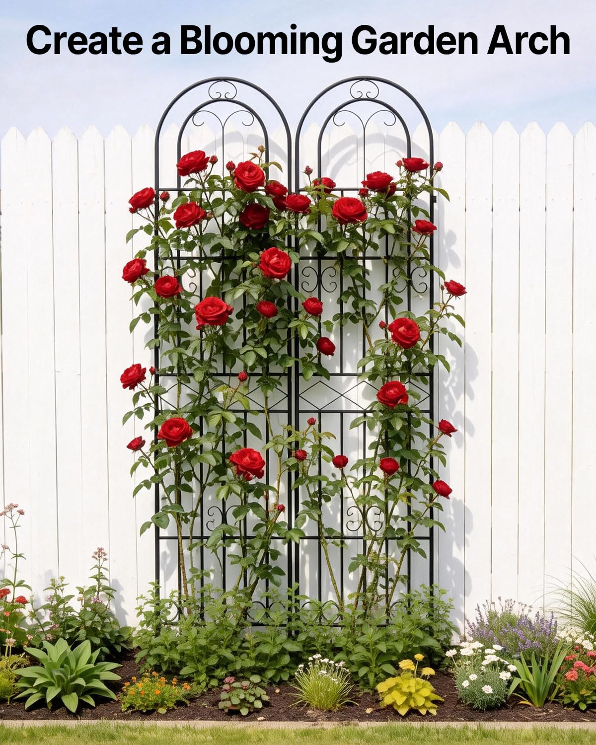 Suteck Garden Trellis for Climbing Plants Outdoor, 87" H x 20" W, 2 Pack Metal Garden Trellis with Rustproof Powder-Coated, Rose Trellis for Patio Lawn Yard, Flower & Vegetable Support