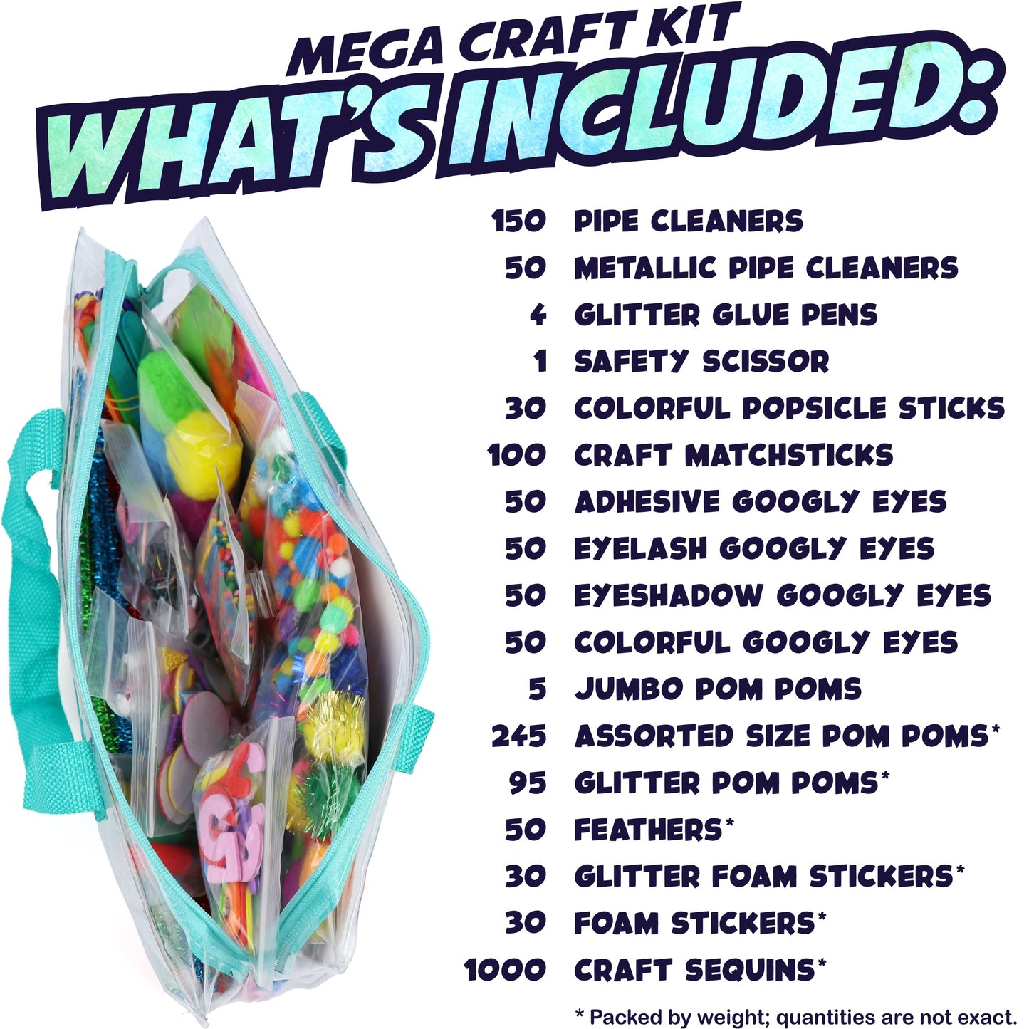 Mega Arts and Crafts Supplies Kit for kids - Boys and Girls age 4 5 6 7 8 years old - Toddler Art Set Activity Materials Bag - Great for Preschool, kindergarten, and Homeschool DIY Crafting Projects