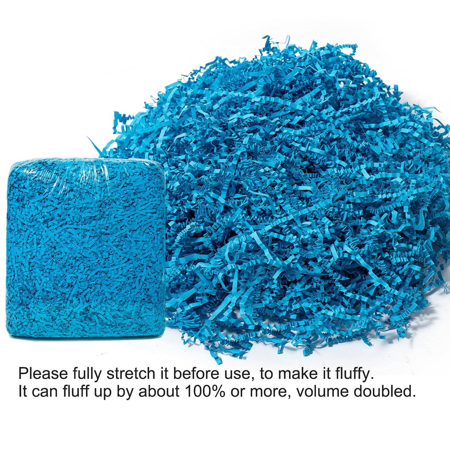 Mefleet 2 LB Crinkle Cut Paper Shred Filler Blue Crinkle Shredded Paper for Gift Box - Gift Basket Bag Filler - Grass Cushion Stuffing for Christmas Holiday Packaging Wrapping