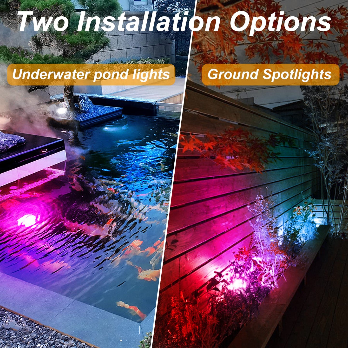 CREPOW Solar Pond Lights,Super Bright RGB LED Underwater Spotlights Color Changing Submersible Pond Light IP68 Waterproof Fountain Lights for Fish Aquarium Tank Garden Yard Pool (4-in-1)