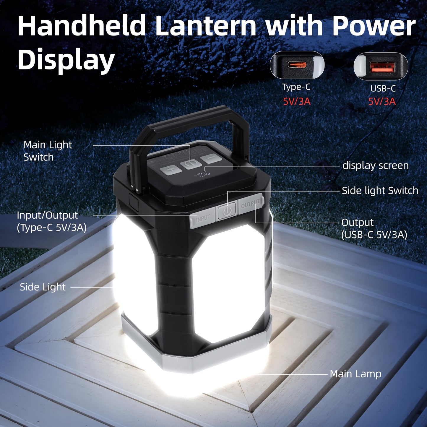 Sinvitron Camping Lantern Rechargeable–30,000mAh Portable Camping Lights, QC3.0 Fast Charging,1000 Lumens,350H Runtime,IPX5 Waterproof Emergency Light for Hurricanes,Power Outages,Camping