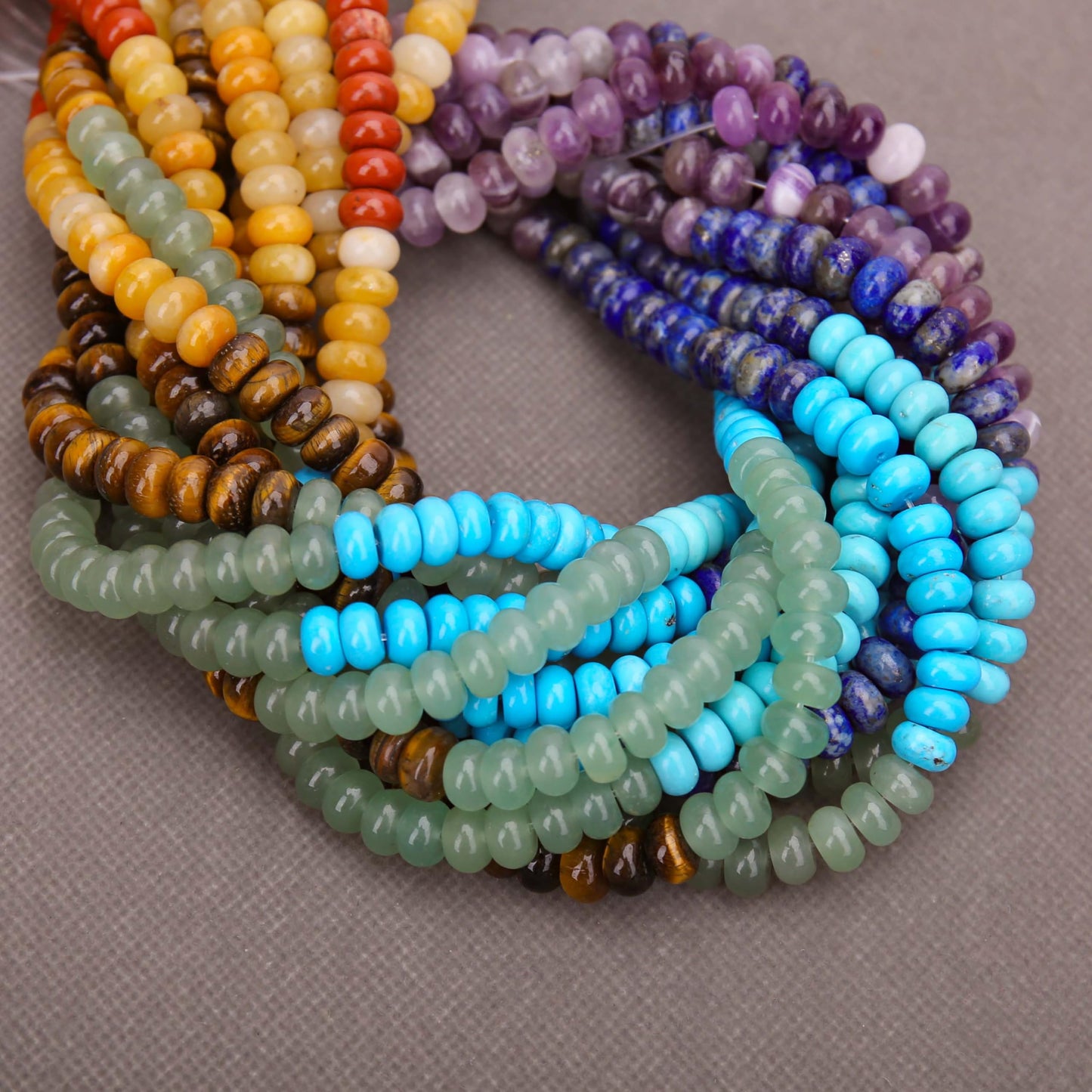 BONNY BOXX 1 Strand Natural 5 * 8mm Chakra Shade Rondelle Beads, Natural Abacus Disk Stone Beads Loose Spacer Gemstone for DIY Bracelet Necklace Jewelry Making