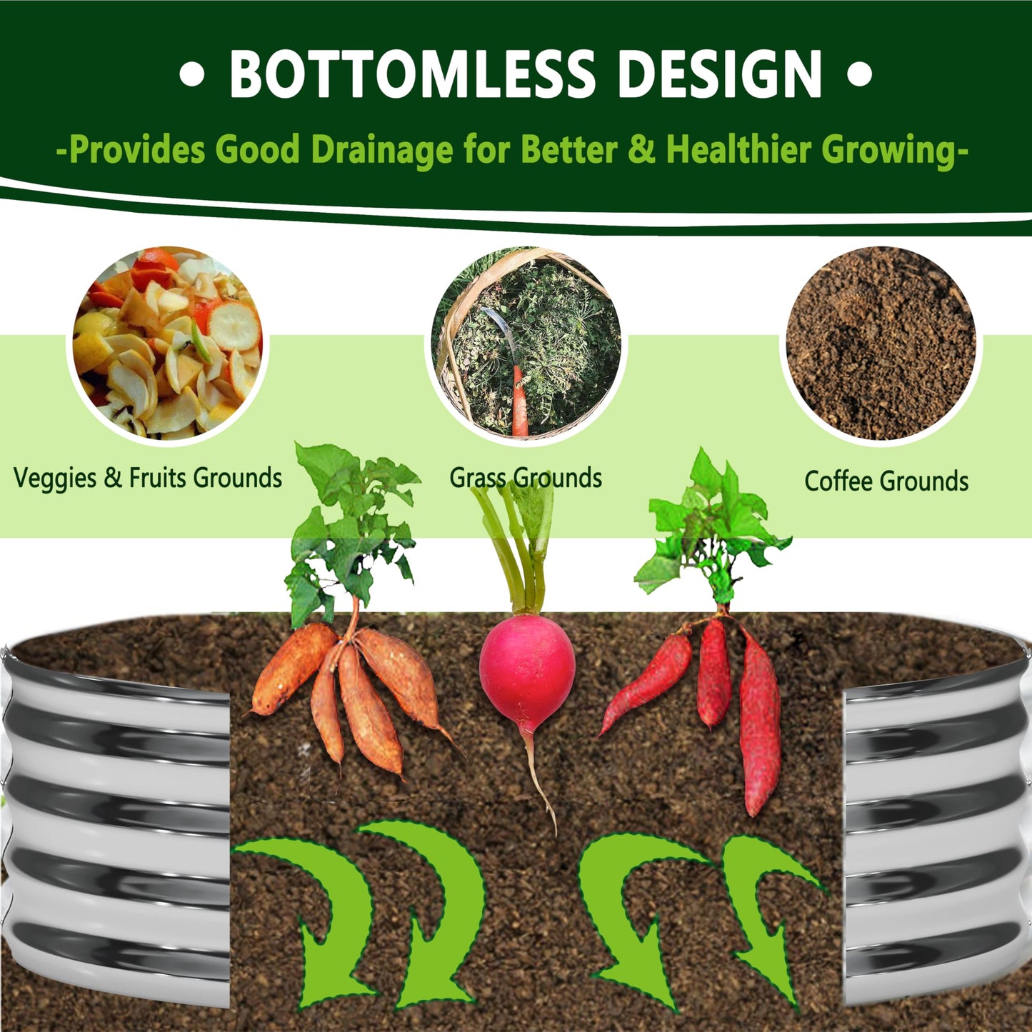 DIIYIV 3Pack 3x3x1ft Galvanized Raised Garden Bed, Planter Raised Garden Beds Outdoor, Round Clearance Raised Garden Beds for Gardening Vegetables