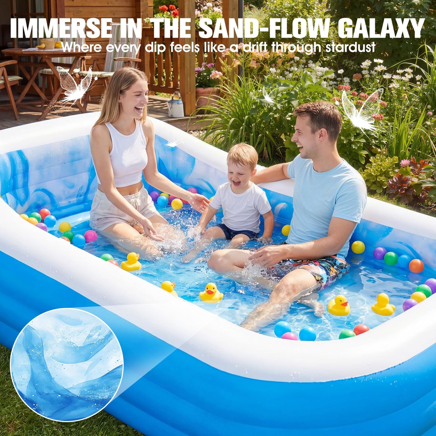 AixPool Inflatable Pool with Seats and Headrest,Oversized Thickened Large Blow Up Pool for Audlt,Inflatable Backyard Pools for Adult,Durable Swim Center Inflatable Family Lounge Pool 98"x63"x21.6"