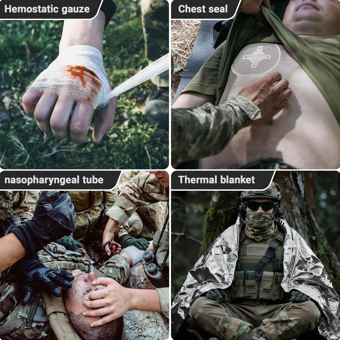 77 PCS Survival First Aid Kit with Molle Bag, 6-Inch Israeli Bandage, Tactical First Aid Kit for Car, Camping, Hiking and Travel