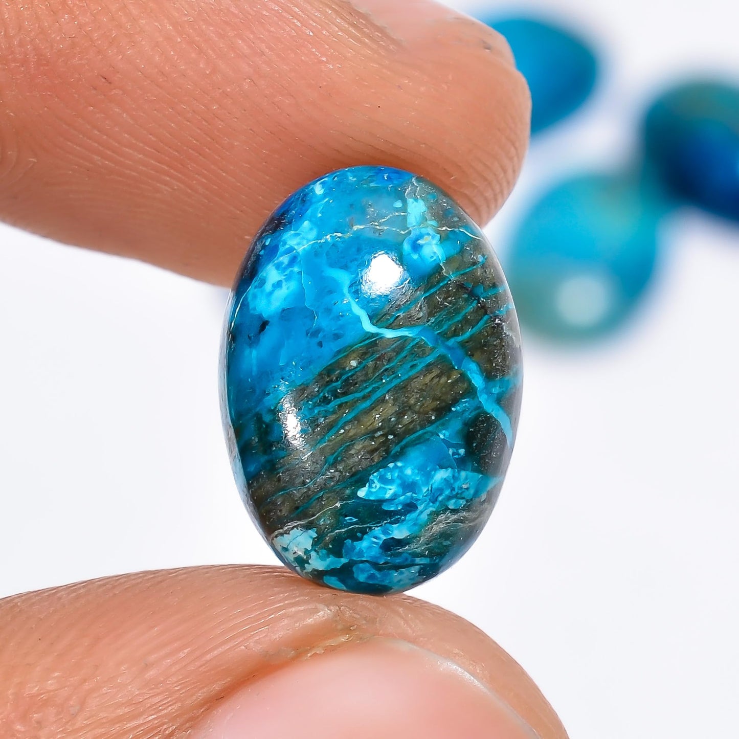 2 PCS, 14X10 MM, AURA GEMS Natural Chrysocolla, Cabochon, Oval Shape, Jewelry Making Stone Supply, Chakra Energy Healing Gemstone, Real Crystal, Birthstone, Wholesale deal