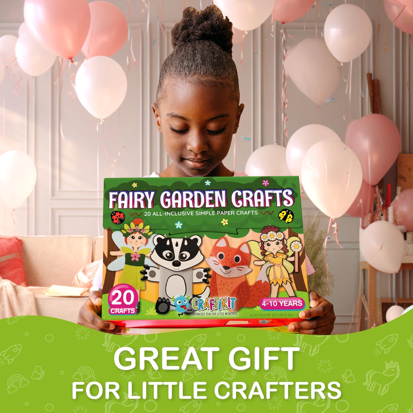 Craftikit® 20 Award-Winning Fairy Garden Crafts for Kids - 20 All-Inclusive Fun Paper Toddler Crafts, Fairy Garden Kit for Kids Ages 3-10