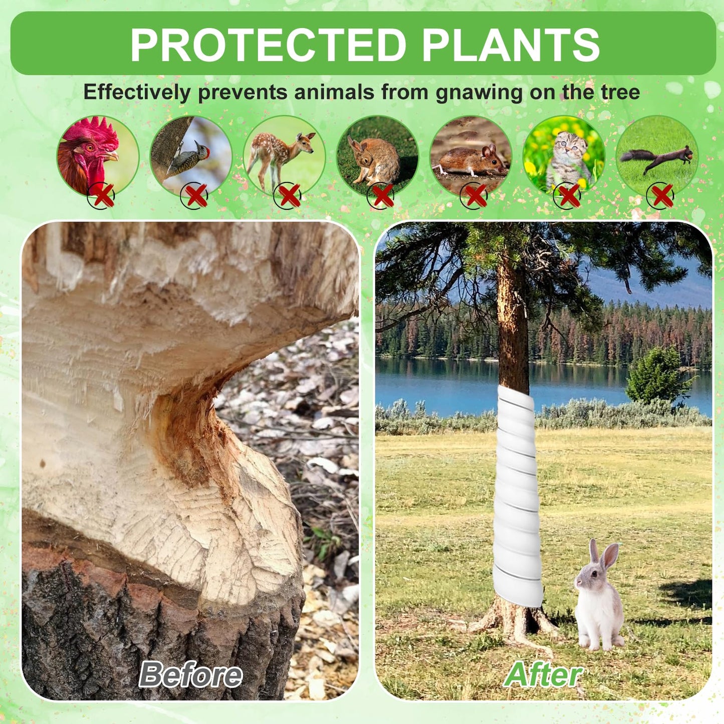 Tolare 20 PCS Tree Trunk Protector Guard Spiral Wrap Tubes, Plastic Bark Shields for Young Saplings - Effective Tree Protectors from Animals Deer Rabbits Rodents (White)