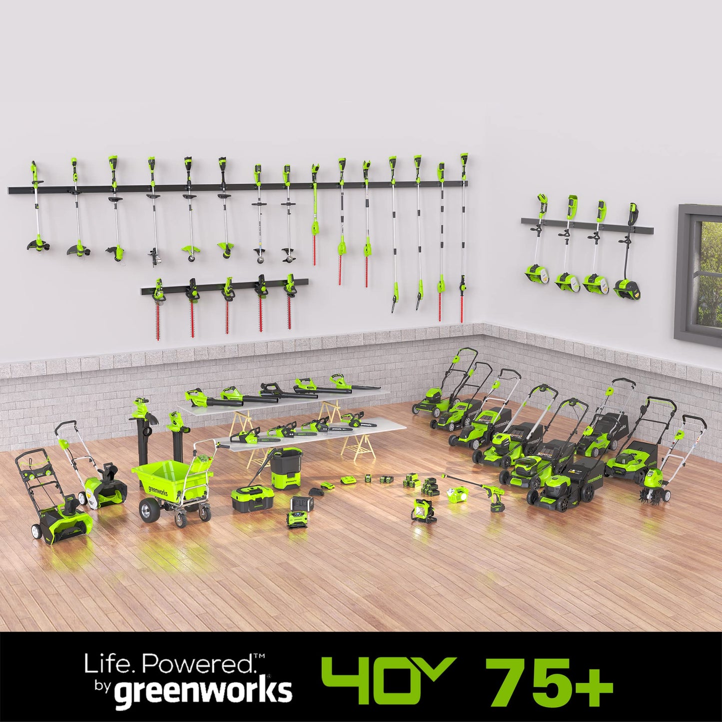 Greenworks 40V (120 MPH / 500 CFM) Leaf Blower, for damp autumn leaves, spring pollen, summer grass clippings, and winter debris across driveways, patios, Includes 2.5Ah Battery and Charger