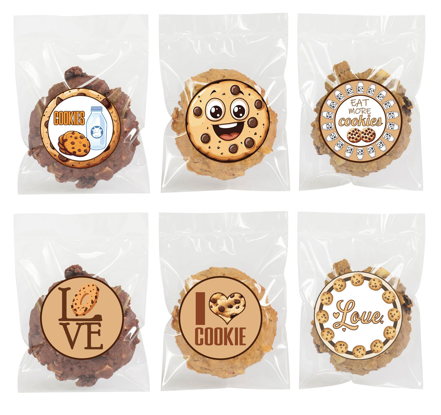500Pcs Cookie Paper Stickers,Chocolate Chip Birthday Baby Shower Party Favors Supplies Decorations Cookies Milk Sticker Labels