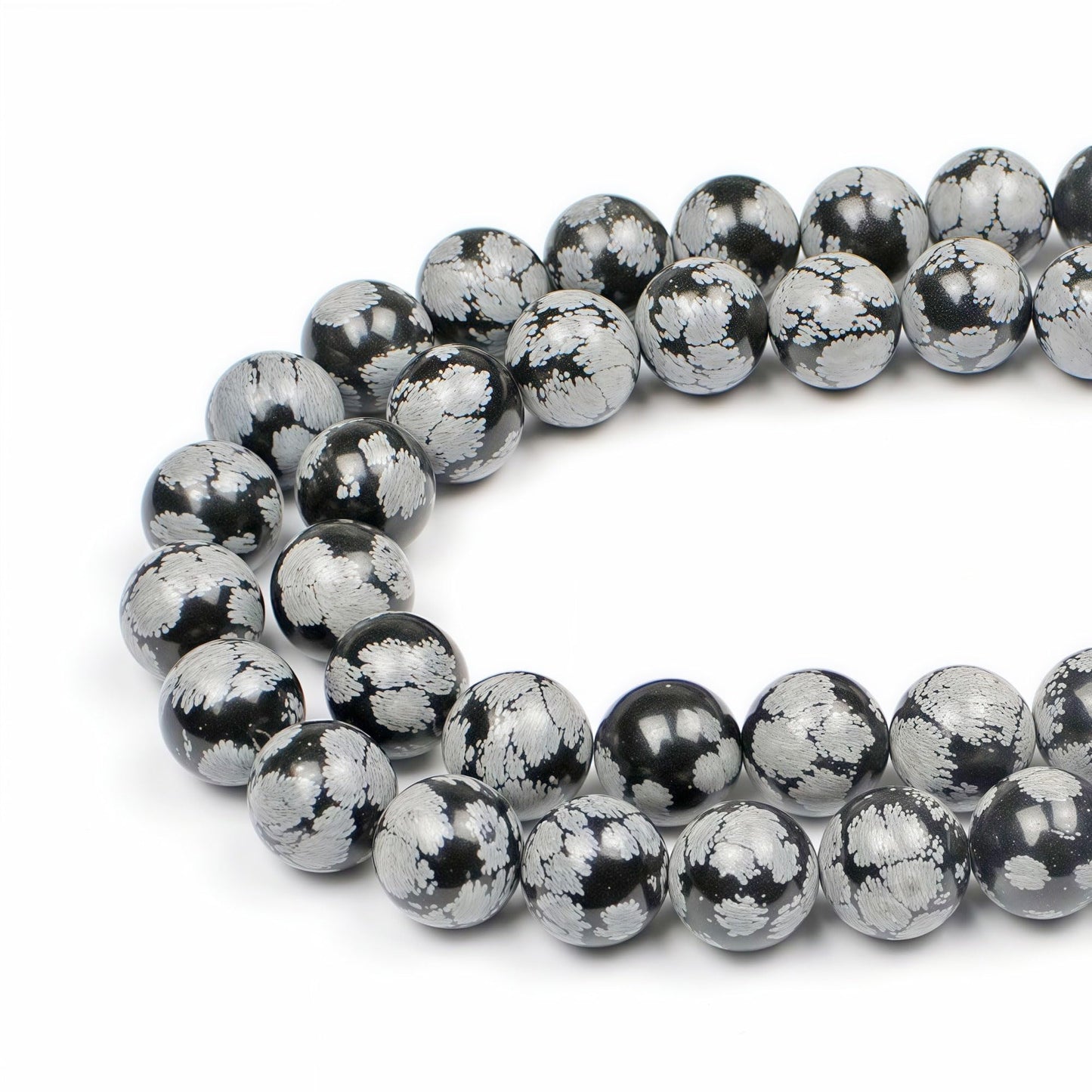 MJDCB Snowflake Obsidian Beads Round Natural Stone Beads for Jewelry Making DIY Bracelet (10mm)