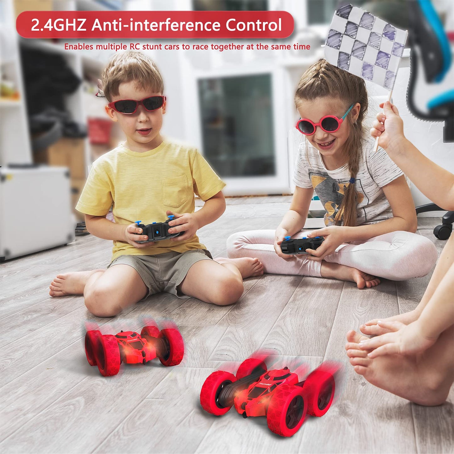 Hamdol RC Stunt Car for Kids Ages 6–12, 360° Rotating Remote Control Car with LED Lights, 4WD Electric Toy Vehicle, USB Rechargeable, Perfect Birthday, Holiday for Boys & Girls