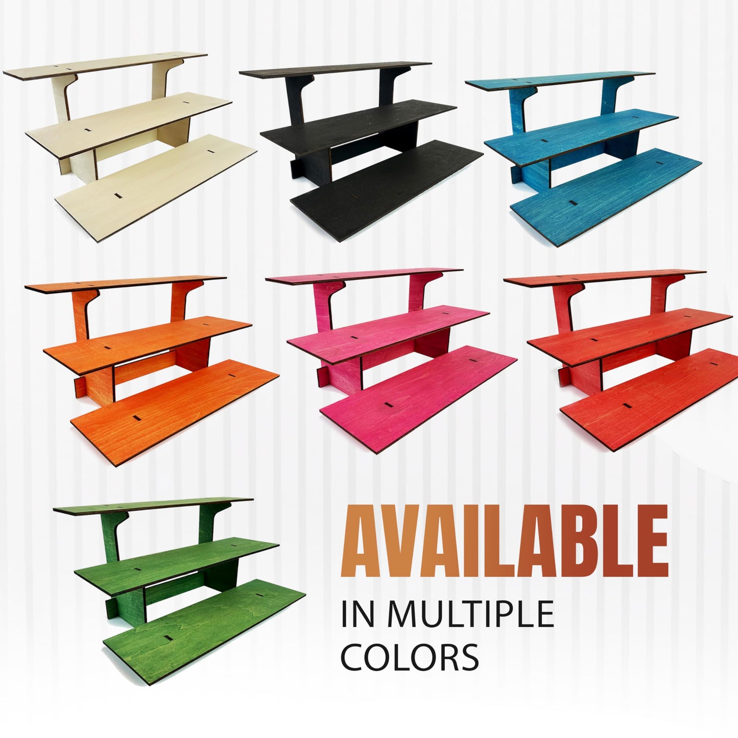 3-Tier Straight Retail Table Display Stand with Shelves for Products | 3 Step Straight Display Rack for Counter Top, Craft Shows, Farmers Market, Trade Shows, Pop ups, Soap Display, Candles (Green)