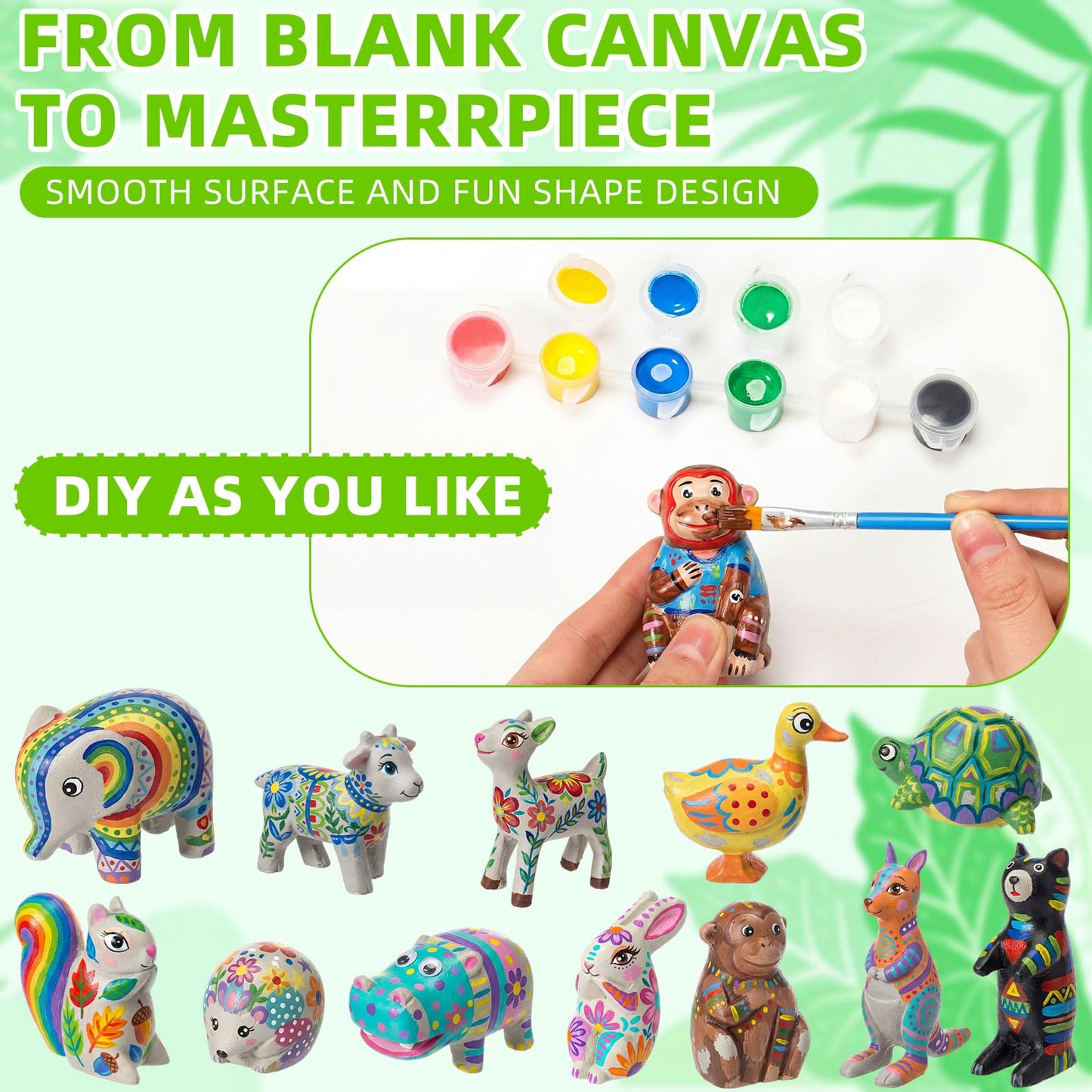 12 Pcs DIY Rock Animal Painting Craft Kits Rocks to Paint Turtle Pet Paint Your Own Resin Stone Paintable Animal Figures Ideal DIY Arts and Crafts Complete Painting Crafts with Paints & Brush