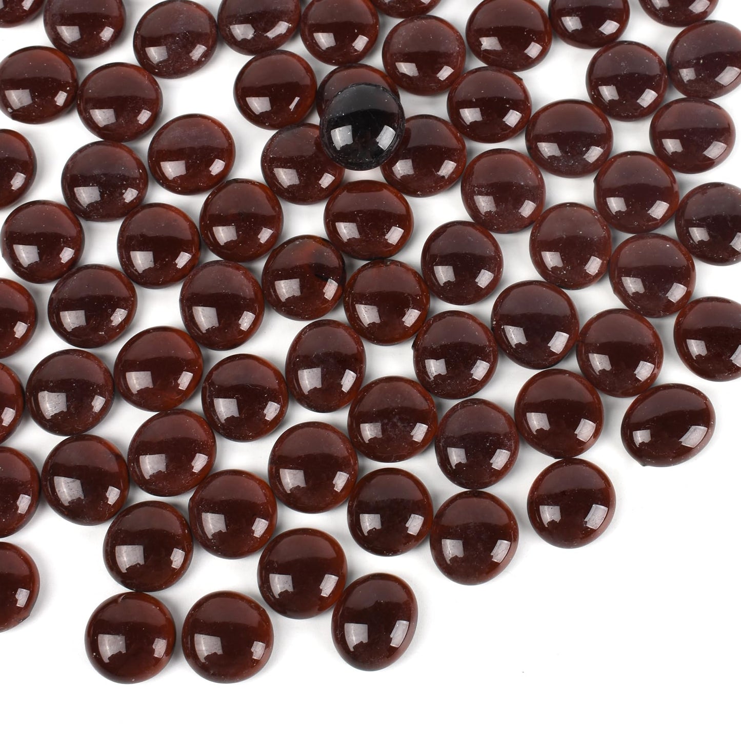 HUIANER Flat Glass Marbles 1lb, 100PCS Brown Flat Gems Glass Beads for Vase Filler Garden Aquarium Fish Tank Pebbles Table Floral Decoration