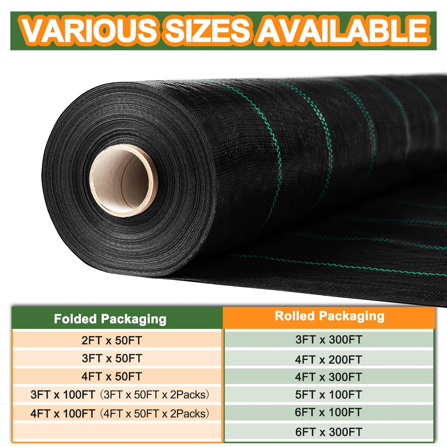Winisok Garden Weed Barrier Landscape Fabric 4FT x 100FT, Premium Weed Control Garden Cloth, Durable Woven Geotextile Fabric, Mulch Breathable Ground Cover Landscaping Weed Blocker(4ft x 50ft x 2Pack)