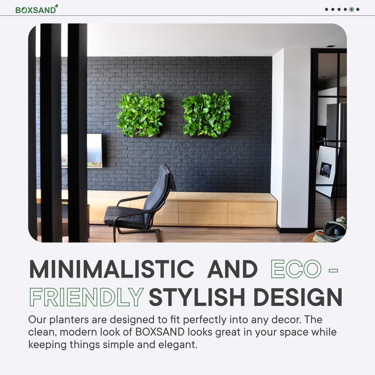 BOXSAND-24 Vertical Wall Planter (24"x50", Black with Round Pots) – Living Wall for 24 Plants, Indoor/Outdoor Vertical Garden System, Easy 4-Screw Install