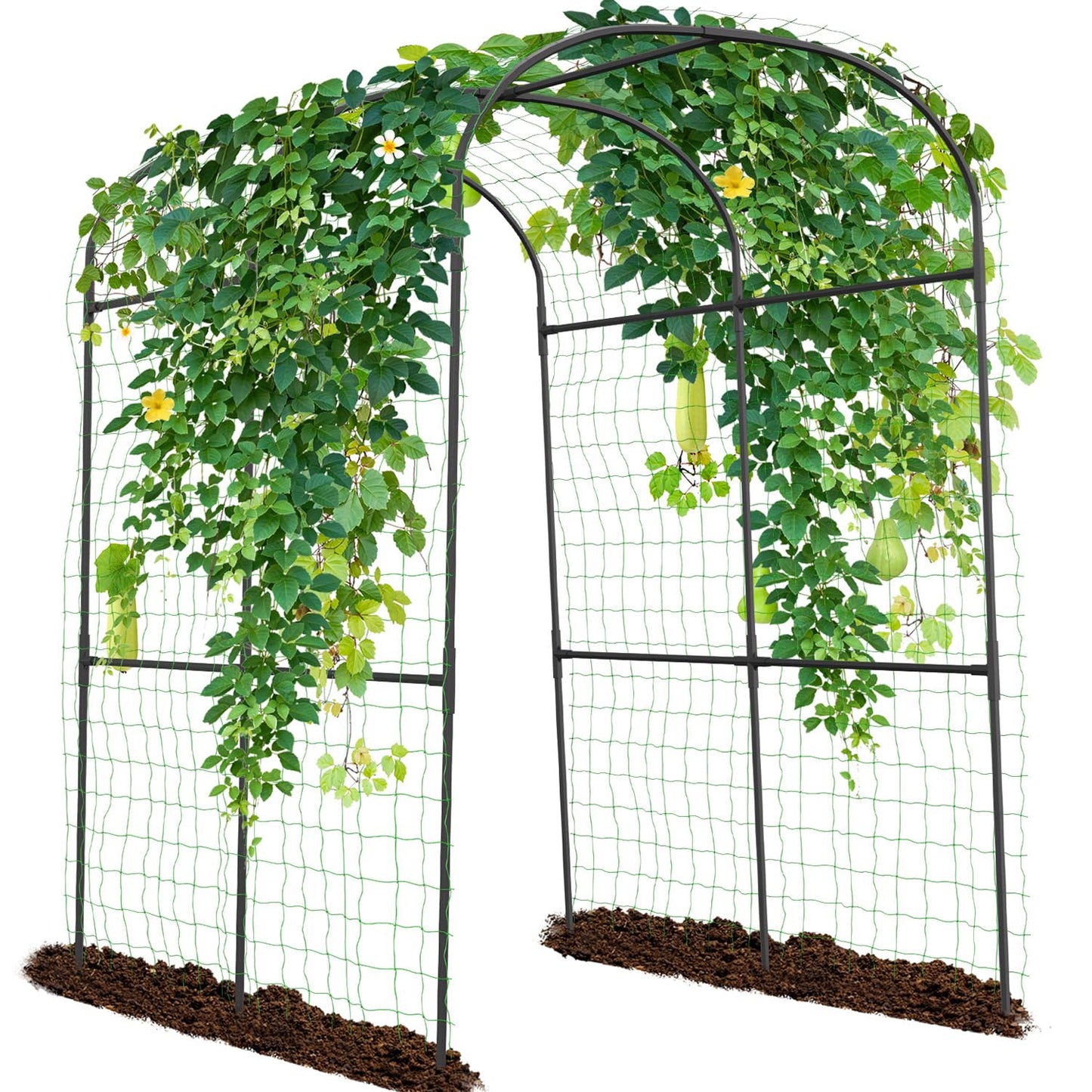 SUNYRISY Garden Arch Trellis for Climbing Plants Outdoor, 71" x 47" x 83" Metal Core Tall Archway Tunnel Plant Support for Cucumber Tomato Vine Flowers Vegetables Climbing Plants