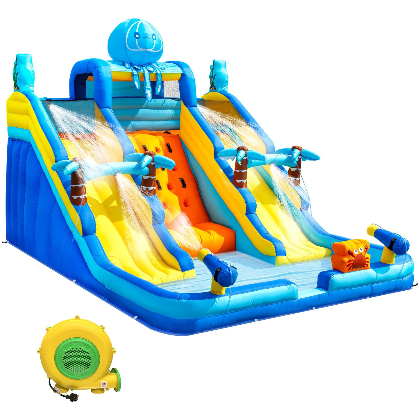 17FT Oxford Inflatable Water Slide Backyard Water Park with Slide & Splash Pool Suitable for Summer Outdoor Entertainment Pool Parties and Family Gatherings（Including -Blower）