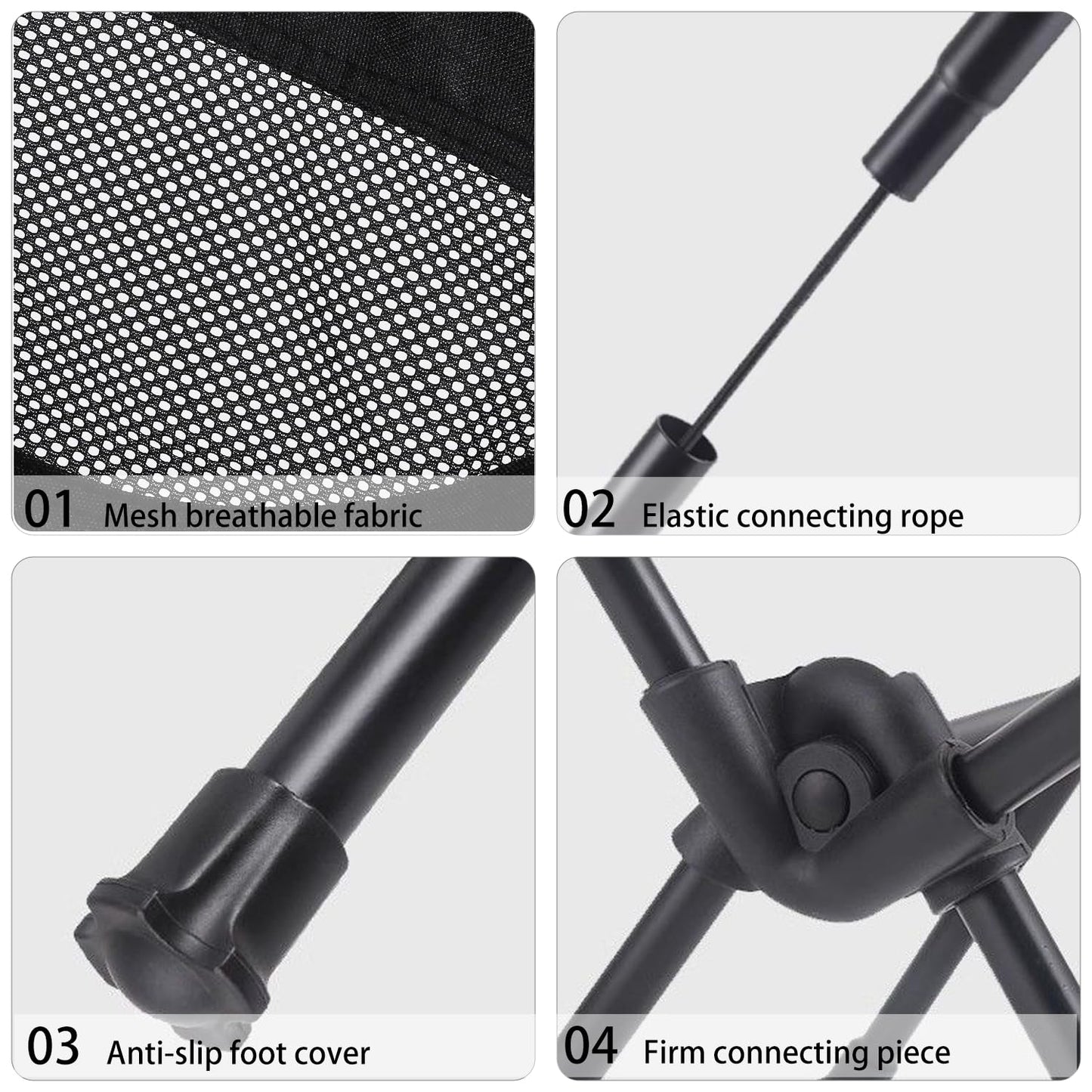 Wind Tour Portable Camping Chair Lightweight Foldable Outdoor Chair for Hiking Camp Backpacking Lawn Beach Fishing Picnic with Carry Bag (Black)