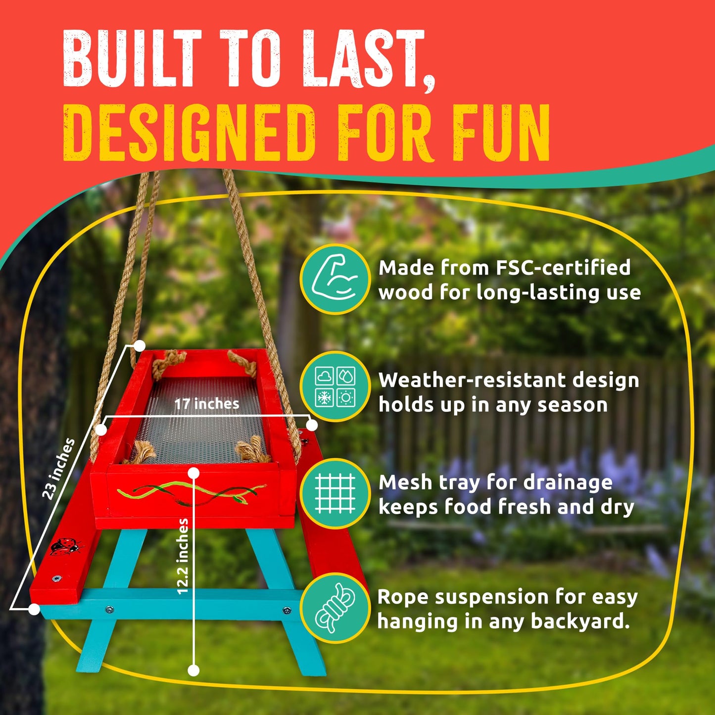 SparkJump Premium Bug Hotel Kit and Picnic Table Feeder for Squirrels